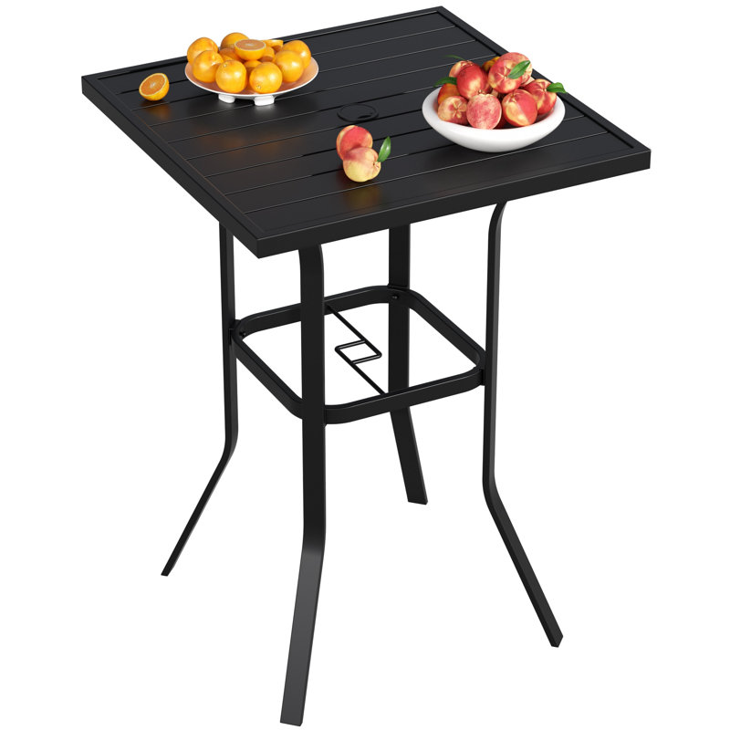 Jayc Metal Patio Bar Table with 1.65" Umbrella Hole