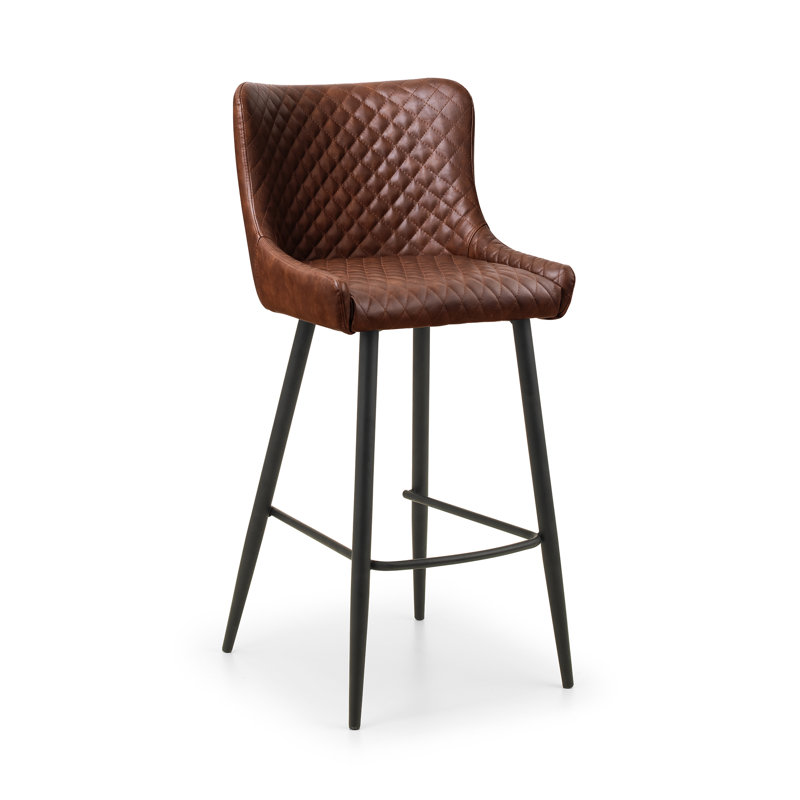 Precilla Upholstered Counter Stool with Metal Frame, Brown