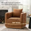 Fauteuil demi-tonneau pivotant moderne en bois massif avec coussin de dossier l 32,75 po Berklie-497334103