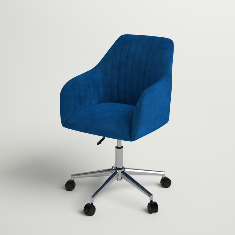 Cordelia Velvet Office Chair, Chrome, Blue