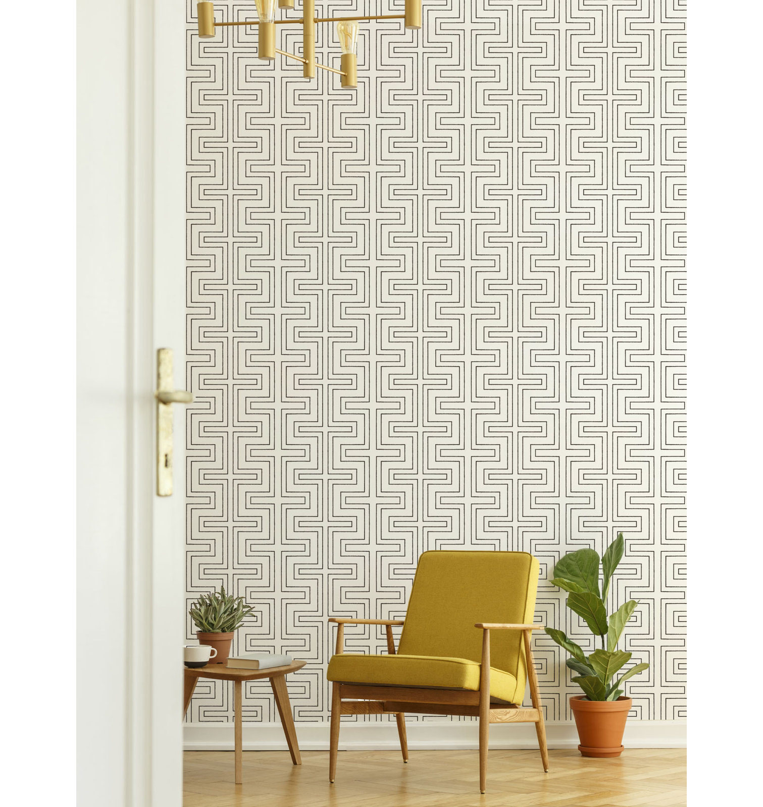 Halsted Modern Geometric Peel & Stick Wallpaper, Quartz White, Self-adhesive