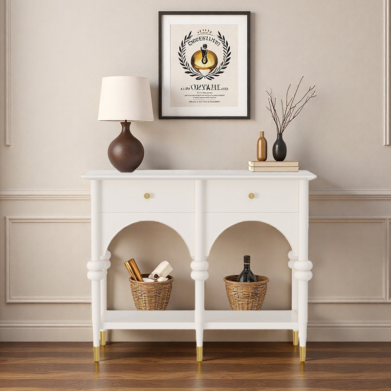 39.4'' Solid Wood Console Table, White