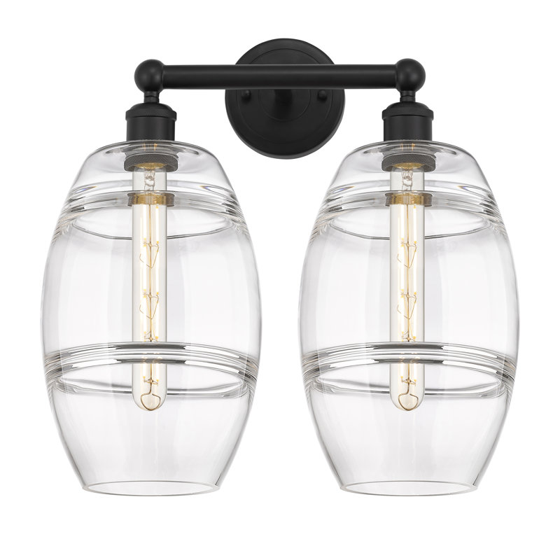 Éclairage pour meuble-lavabo à 2 lumières à intensité variable Kusham, Transparent, Noir mat