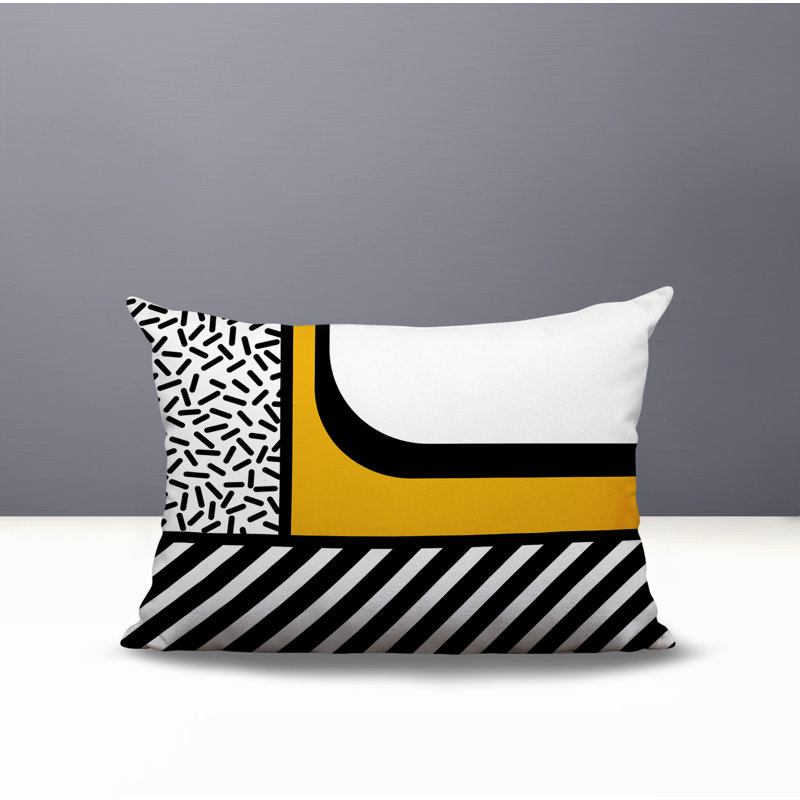 Oreiller rectangulaire réversible intérieur / extérieur Jazzo, Rectangulaire H 14 po x l 20 po, Jaune