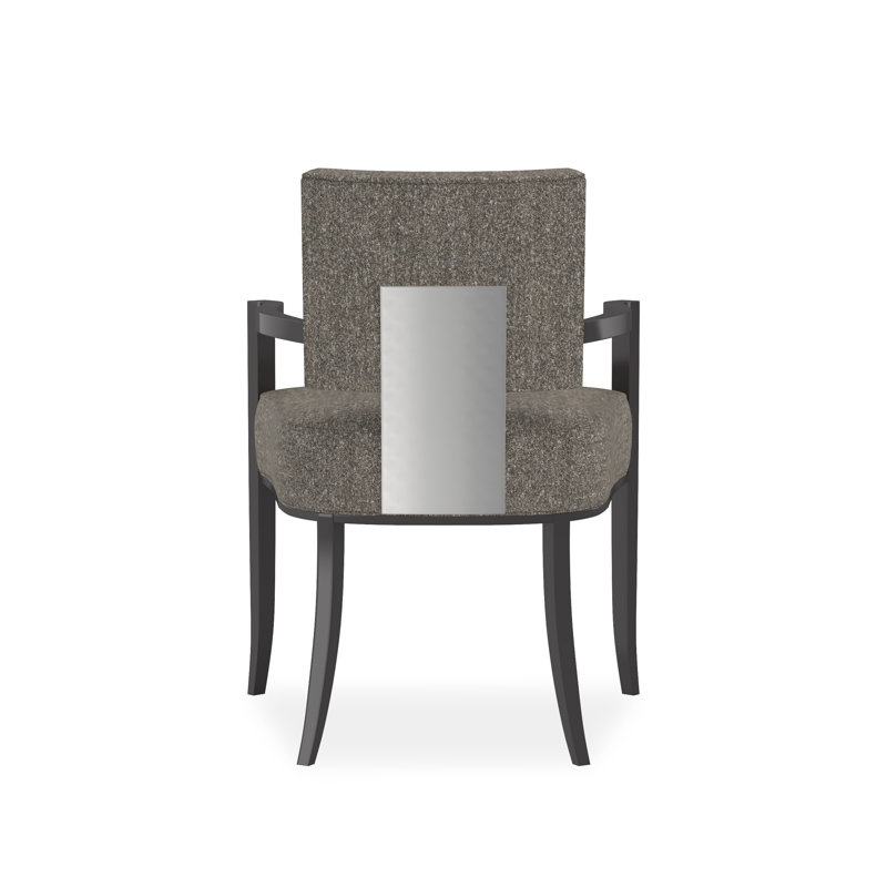 Caracole Classic Upholstered Arm Chair, Gray, Black/Chrome