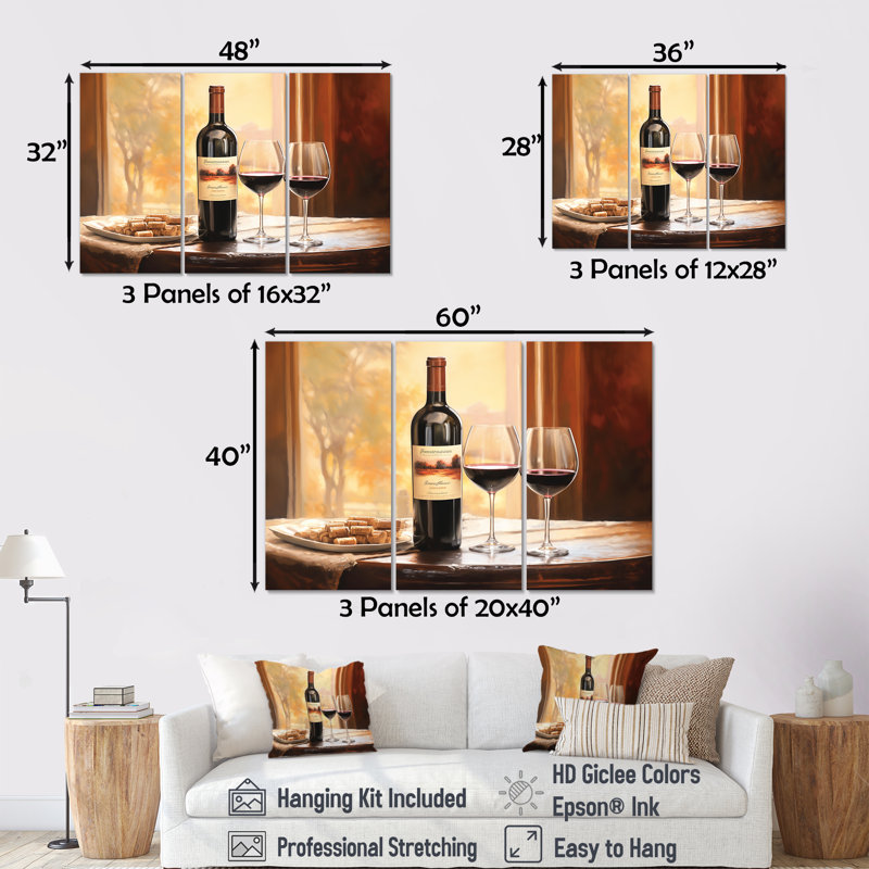 Nebbiolo Nuance II - ensemble d'art sur toile de vin, H 32 po x l 48 po