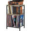 Table d'appoint, petit support de tourne-disque avec rangement, table de chevet en vinyle pour le salon, la chambre à coucher, le bureau (brevet en instance) (brun et noir)-939513202