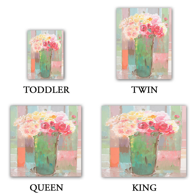 Ensemble de housse de couette à arrangement romantique, 1 housse de couette grand + 2 taies standards