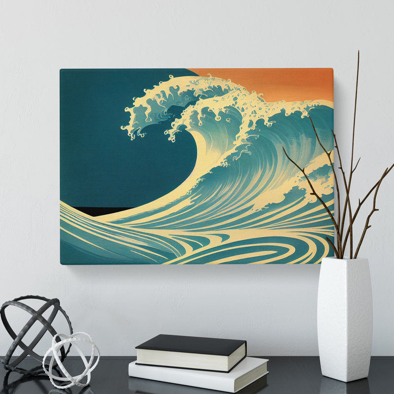 Modern Japanese Wave - Wrapped Canvas, 40cm H x 60cm W x 3cm D