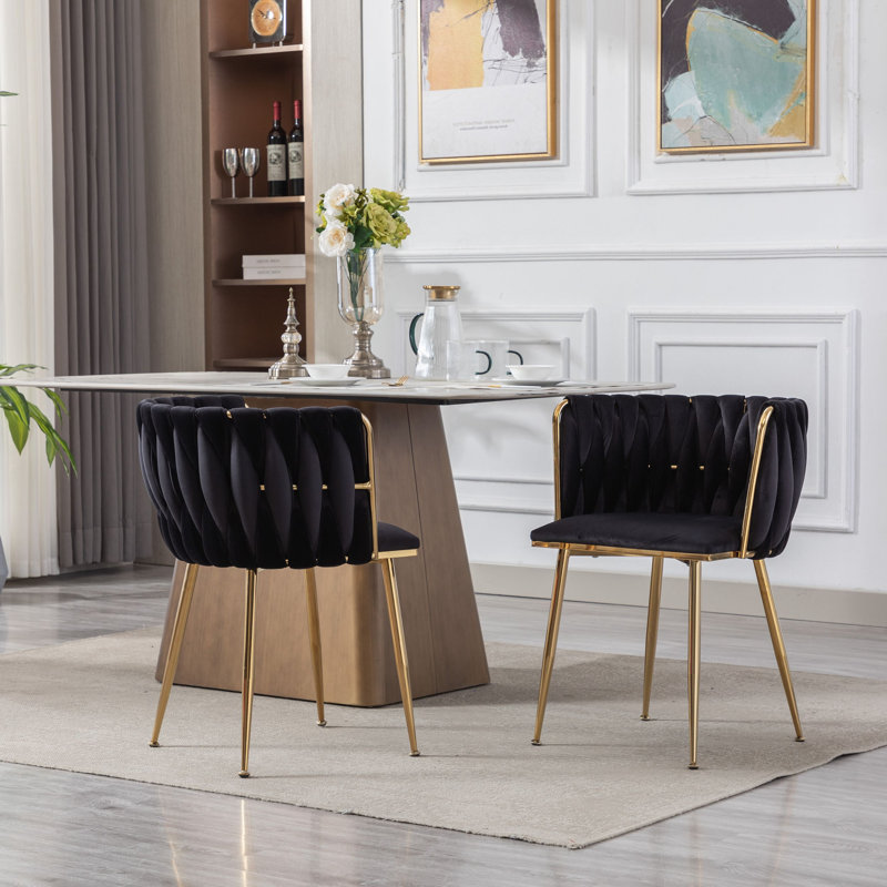 Dorchester Velvet Upholstered Side Chair,Upholstered dining room chair,dinning chair,kitchen chair, Black