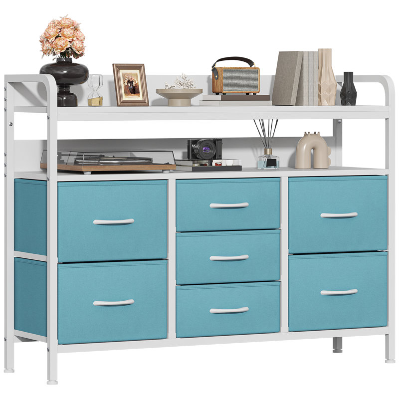 30 cm W Chest of 7 Drawers, Blue