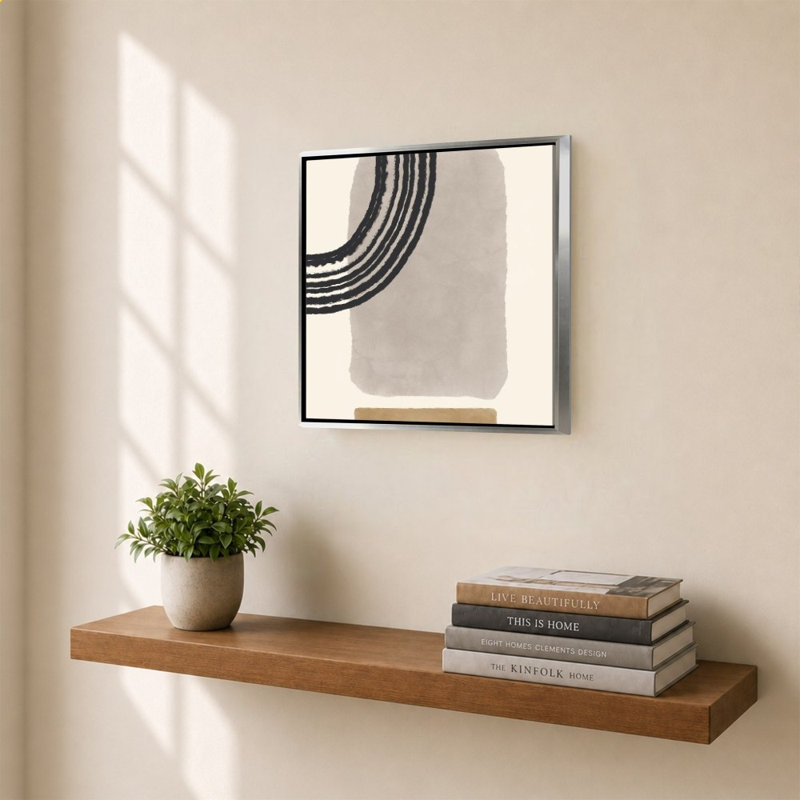 «Geo Abstract III Neutral Pink» par Becky Thorns - impression sur toile, 28" H x 28" W, Silver