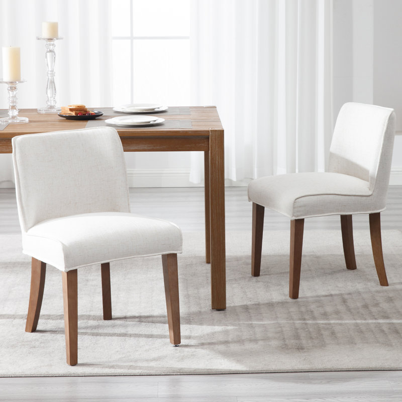Farmhouse Dining Chairs Upholstered Kitchen Chair Wooden Barrel Side Chair For Dining/Living Room/Bedroom/Restaurant, White