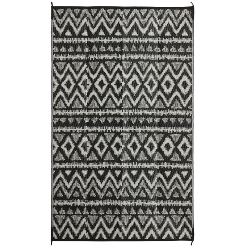 Southwestern Black/White Indoor/Outdoor Area Rug, Rectangle 5' x 8'