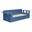 Grand lit de jour avec bureau amovible, tiroirs de rangement et table d'appoint hydraulique, bleu