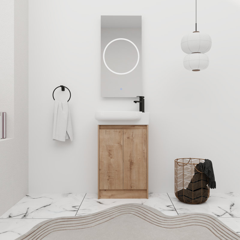 23'' Single Bathroom Vanity with Ceramic Top, Brown