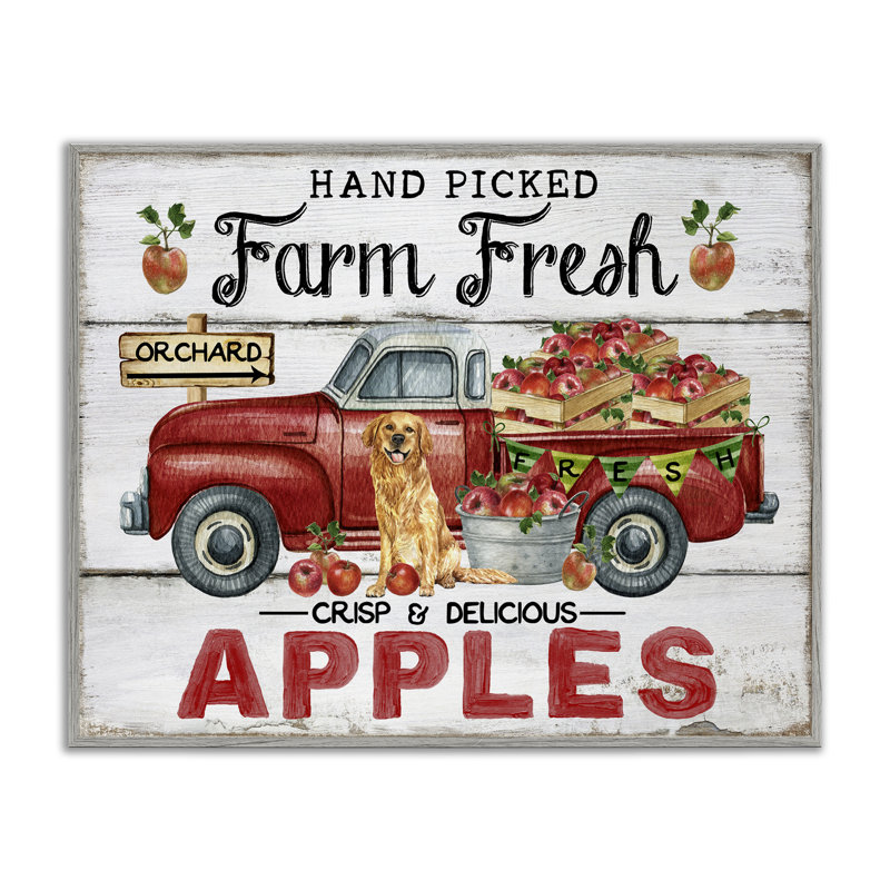 «Farm Fresh Apples Truck», estampe numérique par Creatif Belle, H 16 po x l 20 po, Estampe numérique Farmhouse
