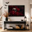 Impression sur toile, crâne humain foncé gothique entouré de roses rouges-1692033914