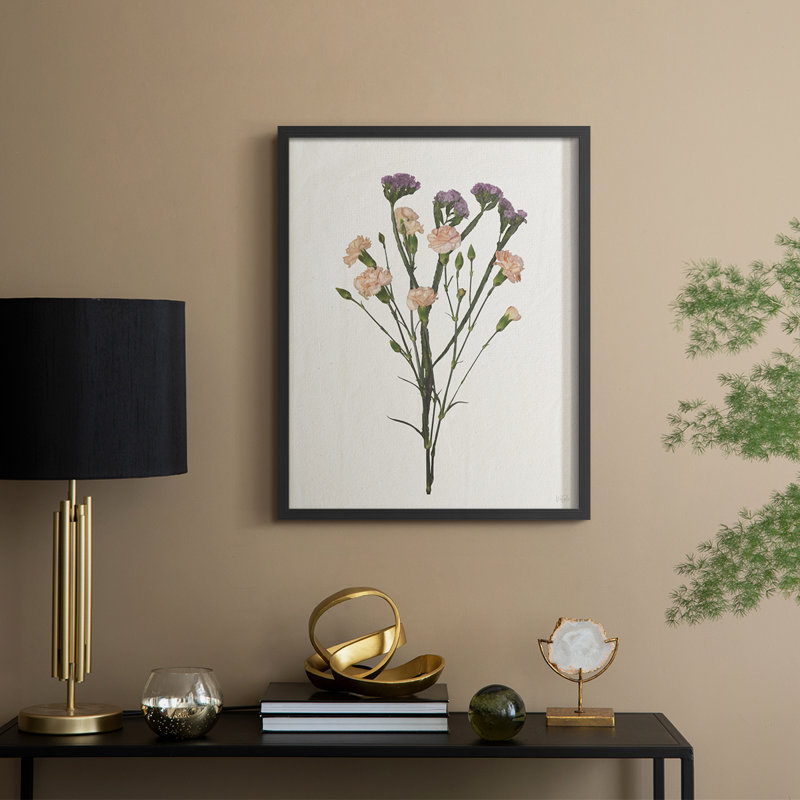 «Organic Floral III», reproduction encadrée - bois massif, H 15 po x l 12 po, Noir, noir, noir, noir