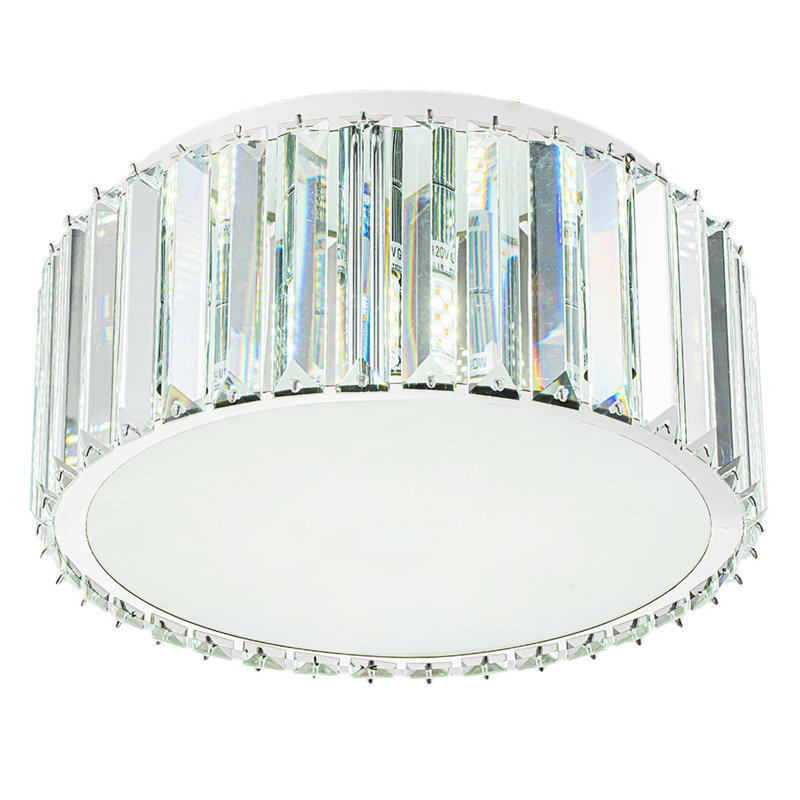 Lustre semi-encastré avec abat-jour en cristal Brasfield, aucun assemblage requis, H 4,72 po x l 11,8 po x P 11,8 po