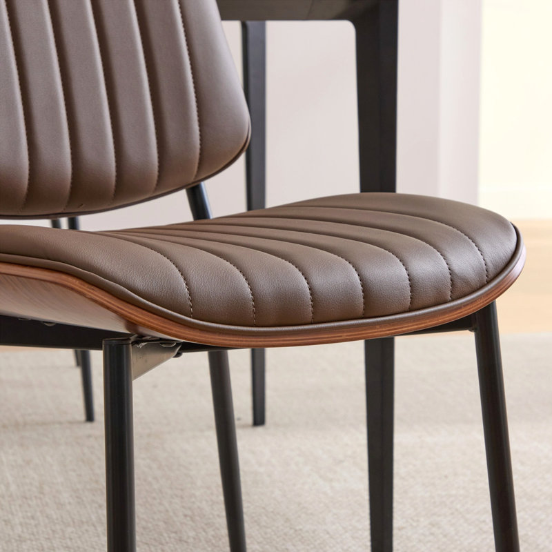 Ensemble de chaises en similicuir rétro Mid-Century, Brun