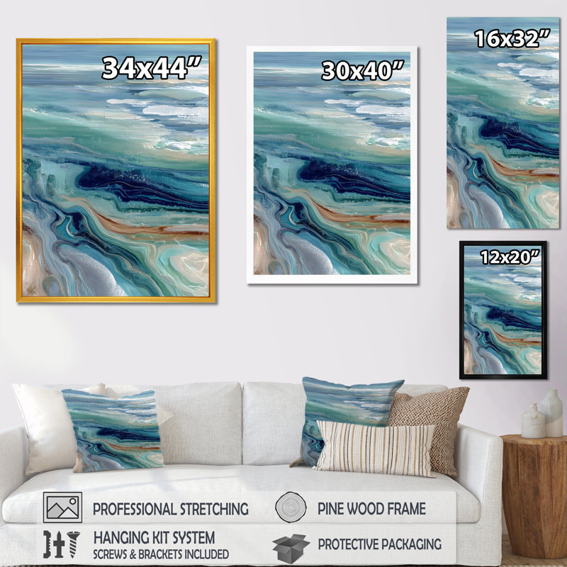 «Green River», art mural vert, impression sur toile, H 20 po x l 12 po, Cadre photo unique, Blanc