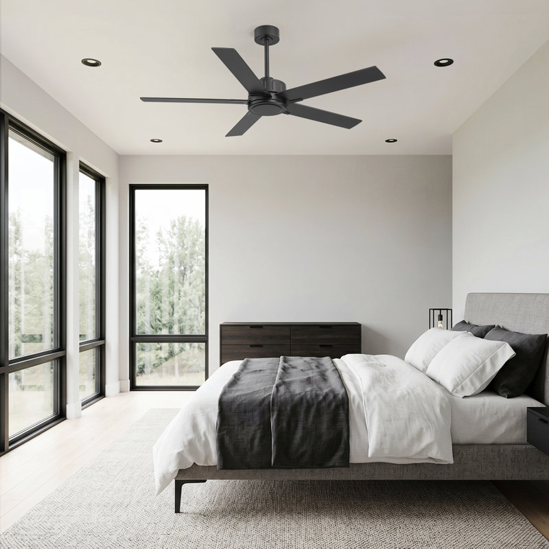 Ventilateur de plafond 56 po moderne sans lumière avec télécommande, moteur à courant continu réversible, ventilateur de plafond intérieur à 6 vitesses pour chambre à coucher, salon et patio