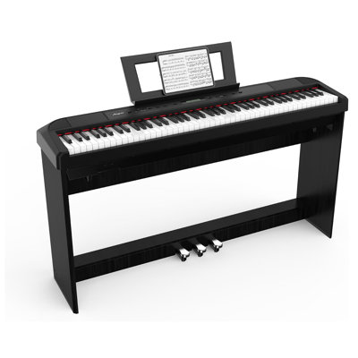 Full Weighted Keyboard Piano 88 Keys With Wooden Stand, Triple Pedals, Portable Power Supply, Featuring Hammer Action Electric Piano 88 Keys Weighted,