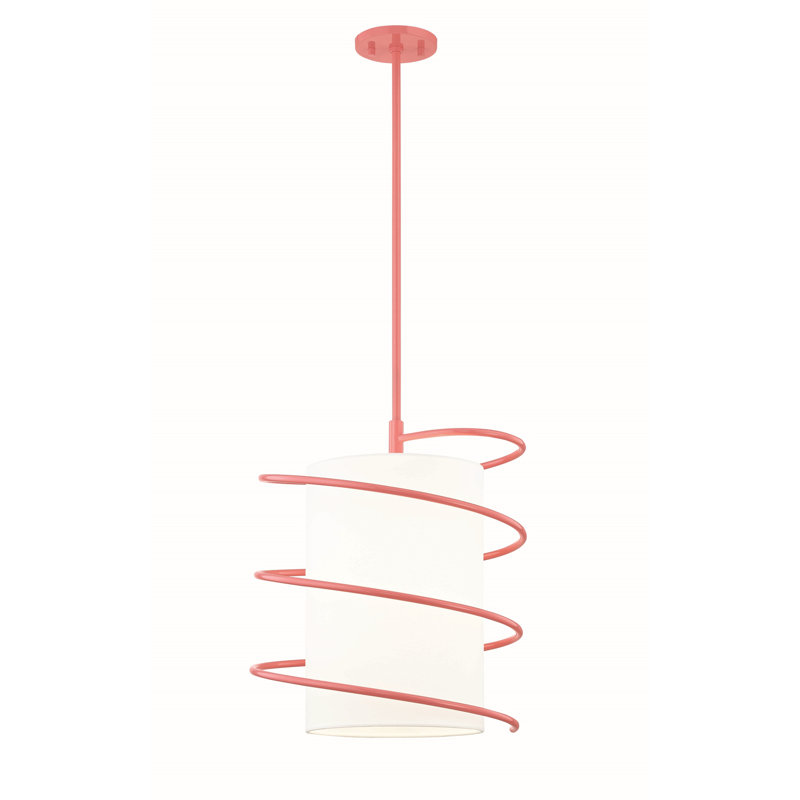 Carly 1 - Light Single Pendant, Pink, 18" H x 14.75" W x 14.75" D