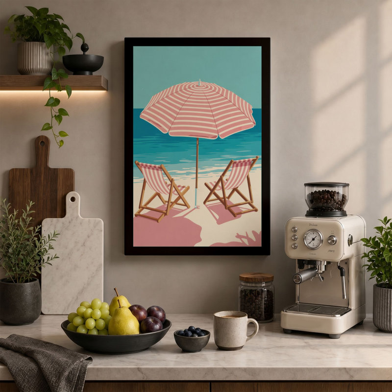 Seaside Retreat Coastal - Wrapped Canvas, 18x12 - 45.7 x 30.5 cm, Teal Border