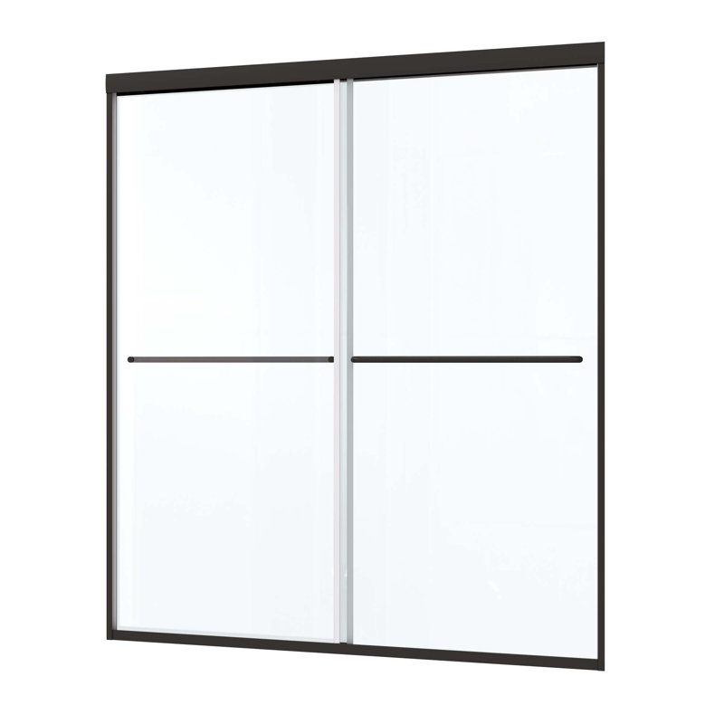 Shower Door,Sliding Door,With 1/4" Tempered Glass, Black