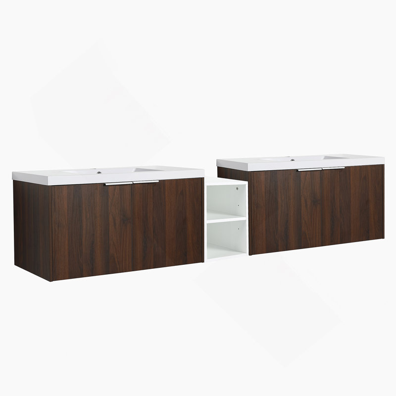 Meuble-lavabo 84 po à fermeture douce avec lavabo 84 po, Noyer de Californie, 84"