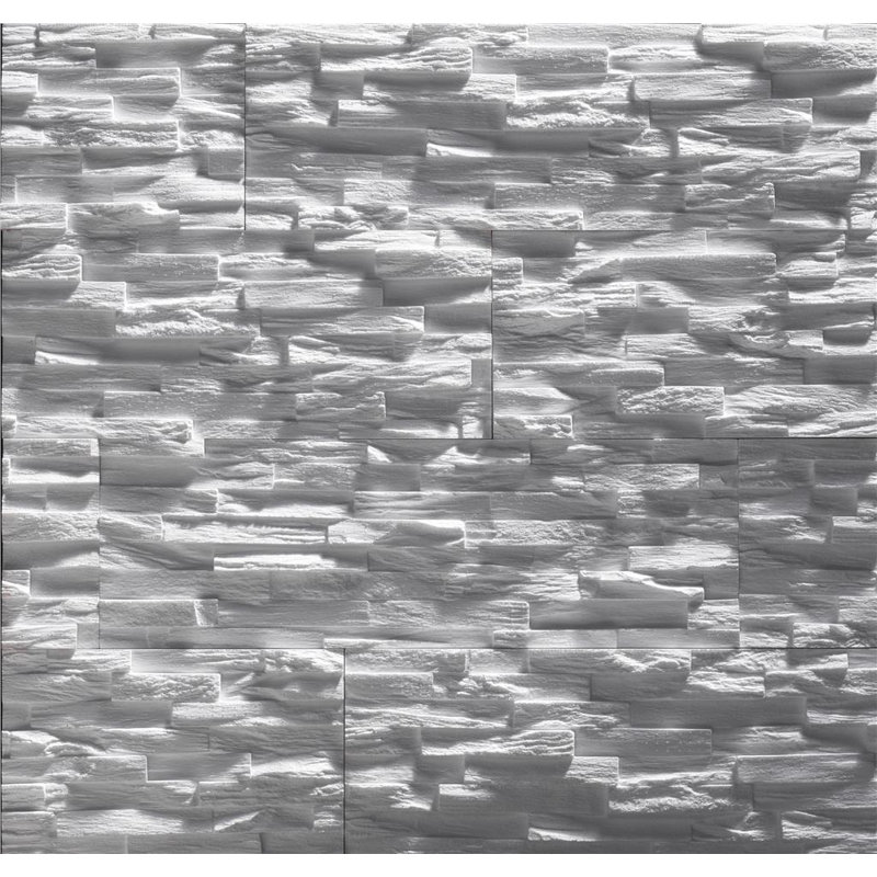 Ultralight Benevento White Stone Effect - Expanded Polystyrene (EPS) Thermal 3D Wall Panel Tile Cladding - Panels for Interior - 30pcs 3.15m² - Panel Size 57.4cm x 18.7cm
