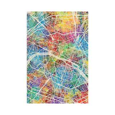 Paris France City Map I by Michael Tompsett - Wrapped Canvas Gallery-Wrapped Canvas Giclée