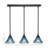 3 Light Stem Hung Linear Pendalier Shown With 7" Teal Crystal Glass-71758154-71758155-118372362