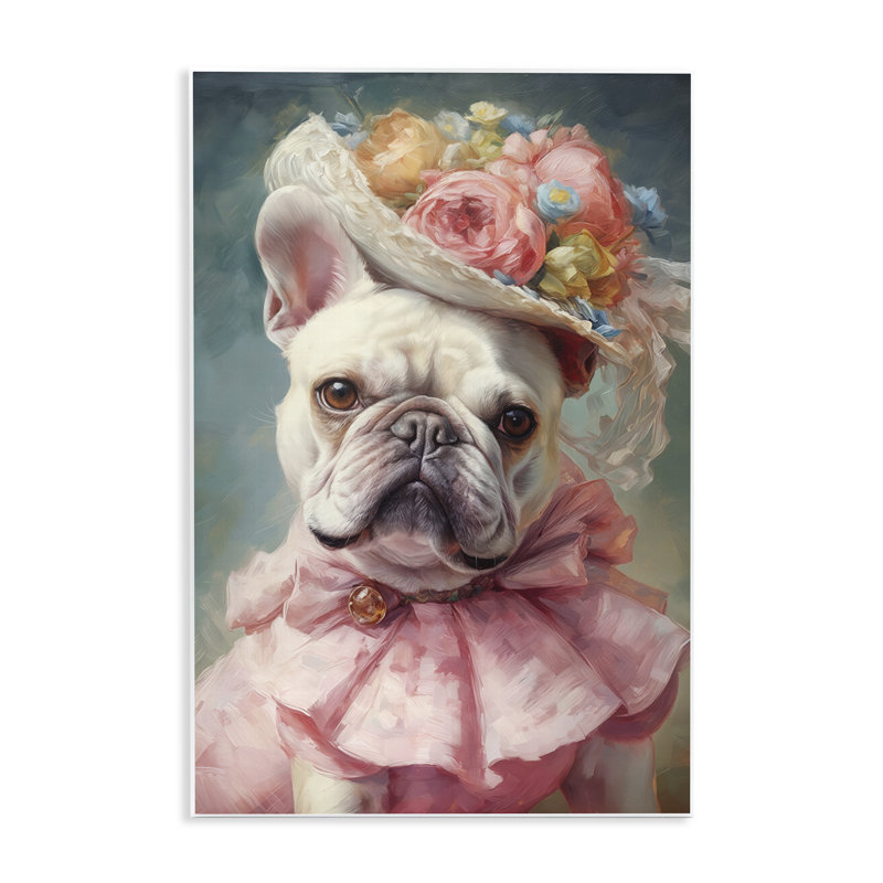 Plaque murale «Frenchie» féminine par Wumples, H 15 po x l 10 po