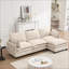 Canapé modulaire en velours moderne à 4 places en U avec repose-pieds et amp; Coussins pour le salon | Beige | Standard-2113524335