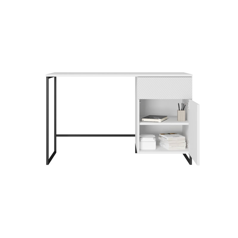 Almitra Metal Base Computer Desk, White/Black