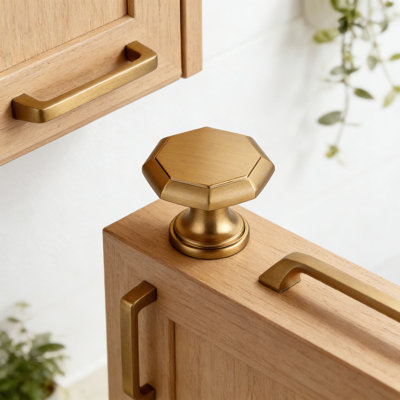 Champagne Bronze Cabinet Knobs And Drawer Pulls, 5-Pack Single Hole Hardware For Kitchen, Bathroom, Dresser And Cupboard