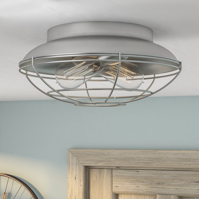 Bruges Flush Mount, Satin Nickel, 6" H x 14" W x 14" D