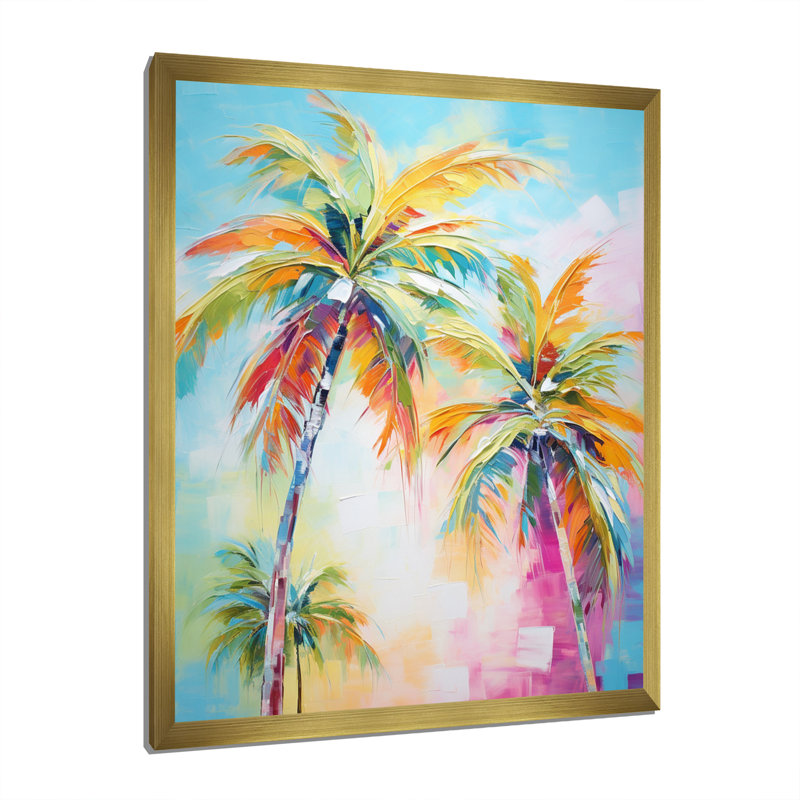 Kuerten Popart Palm Trees III - Palmiers et palmiers, reproduction d'art encadrée, H 44 po x l 34 po, Cadre photo unique