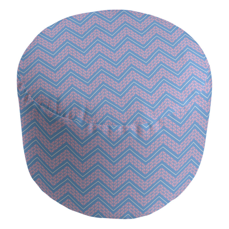 Upholstered Pouf, Pink/Teal