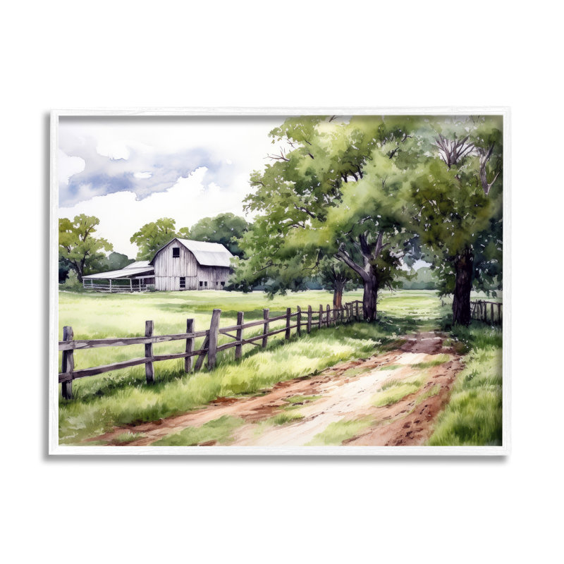 Az-363 - Peinture de campagne encadrée, Giclée encadrée blanc bord de mer, H 11 po x l 14 po x P 1,5 po