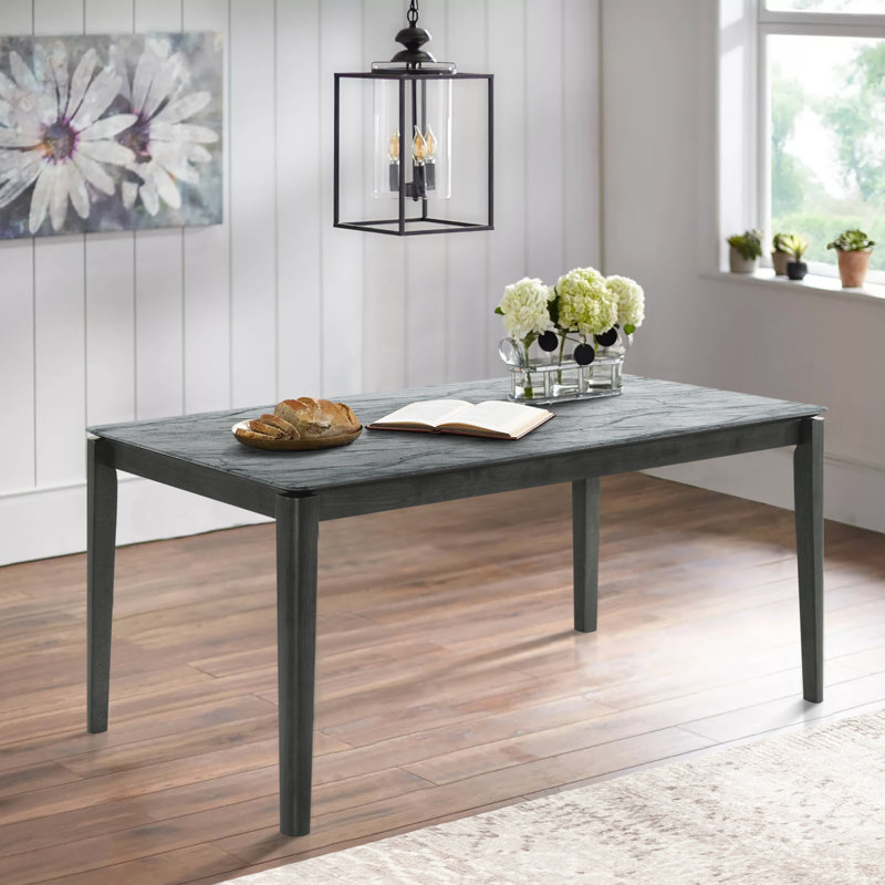 Tomia Faux Marble Rectangular Dining Table, Gray