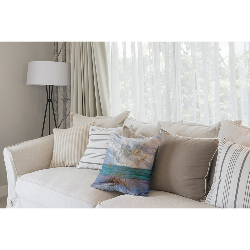 Beach Vacation Square Pillow Cover & Insert, 16" H x 16" W, Blue