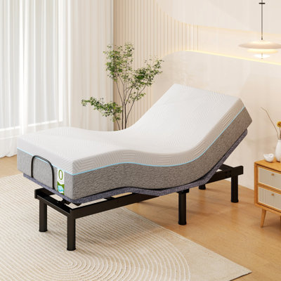 Adjustable Bed Base Massage With 12" Mattress Dual Head & Foot Headrest Lift Electric Bed Frame With Wireless Remote | 0 Gravity | Anti-Snore | Under Bed LED | USB Ports