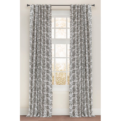 Florina Cotton Blend Floral Room Darkening Thermal Rod Pocket Curtain Panels