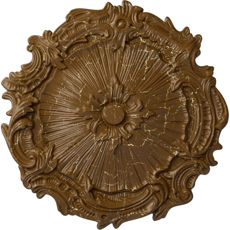 Médaillon de plafond H 16,75 po x l 16,75 po x P 1,375 po Plymouth, Craquelure topaze fumée