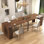 118''-23.62'' Multifunctional Extendable Dining Table With Outlet, Space Saving Kitchen Table With 5 Extension Panels