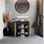Rangement sous l'évier: H 24,8 po, 2 portes, 2 tablettes, 4 pieds, chêne naturel / wengé noir - Salle de bain-382366569